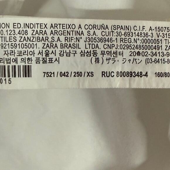 Zara Kara Top White with Blue Embroidery XS Button Front Boxy Peter Pan Collar - Picture 8 of 10